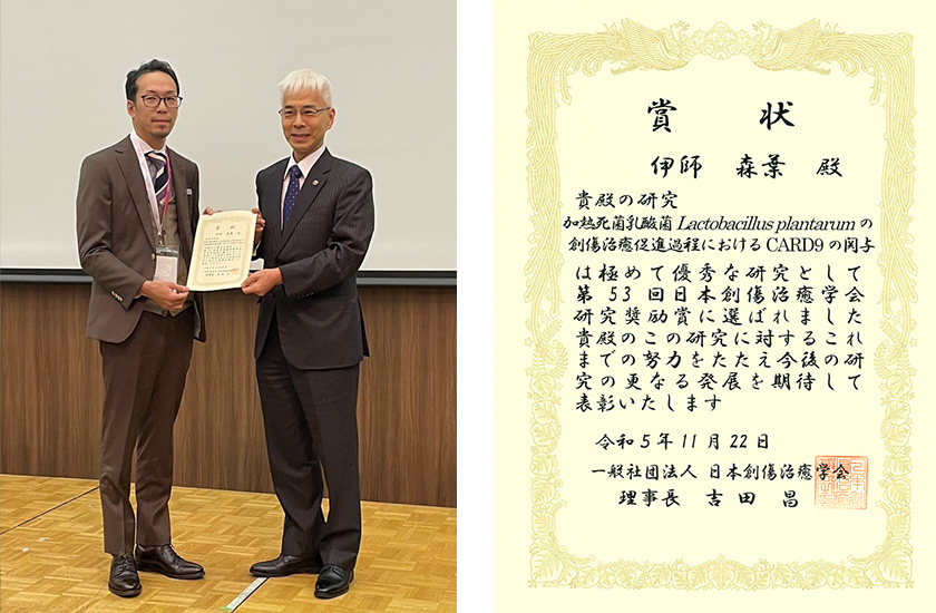 助教の伊師森葉先生が第53回創傷治癒学会において研究奨励賞を受賞されました。